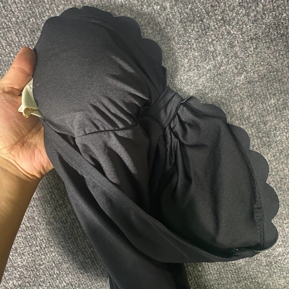 Kate Spade One Piece Small Black Strapless Scalloped Bandeau Dive Right In - Picture 5 of 7